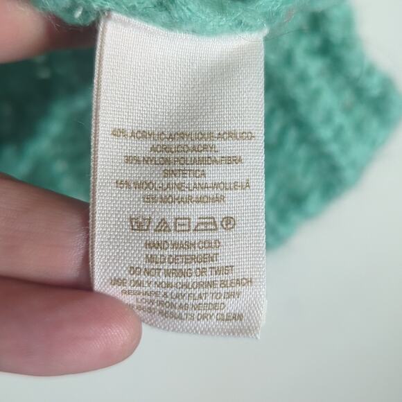 Free People Mint Green Cable Knit Mohair Blend Sweater Women's Medium* - Picture 7 of 11